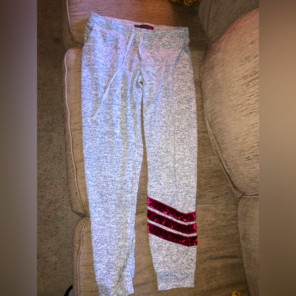 Grey & burgundy joggers size medium